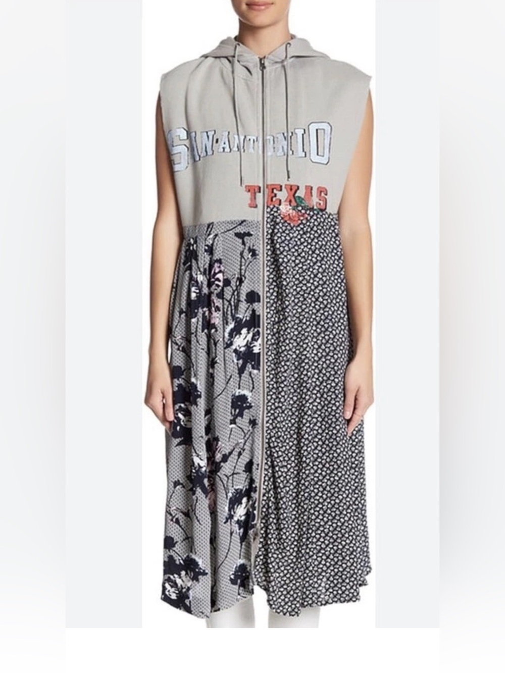 Free People Floral Dress Me Up Hooded Dress/Duster Gray Size Small